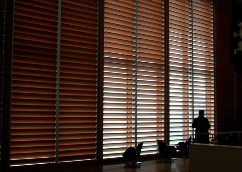 Over-sized wooden venetian blinds in the Art Gallery of Ontario