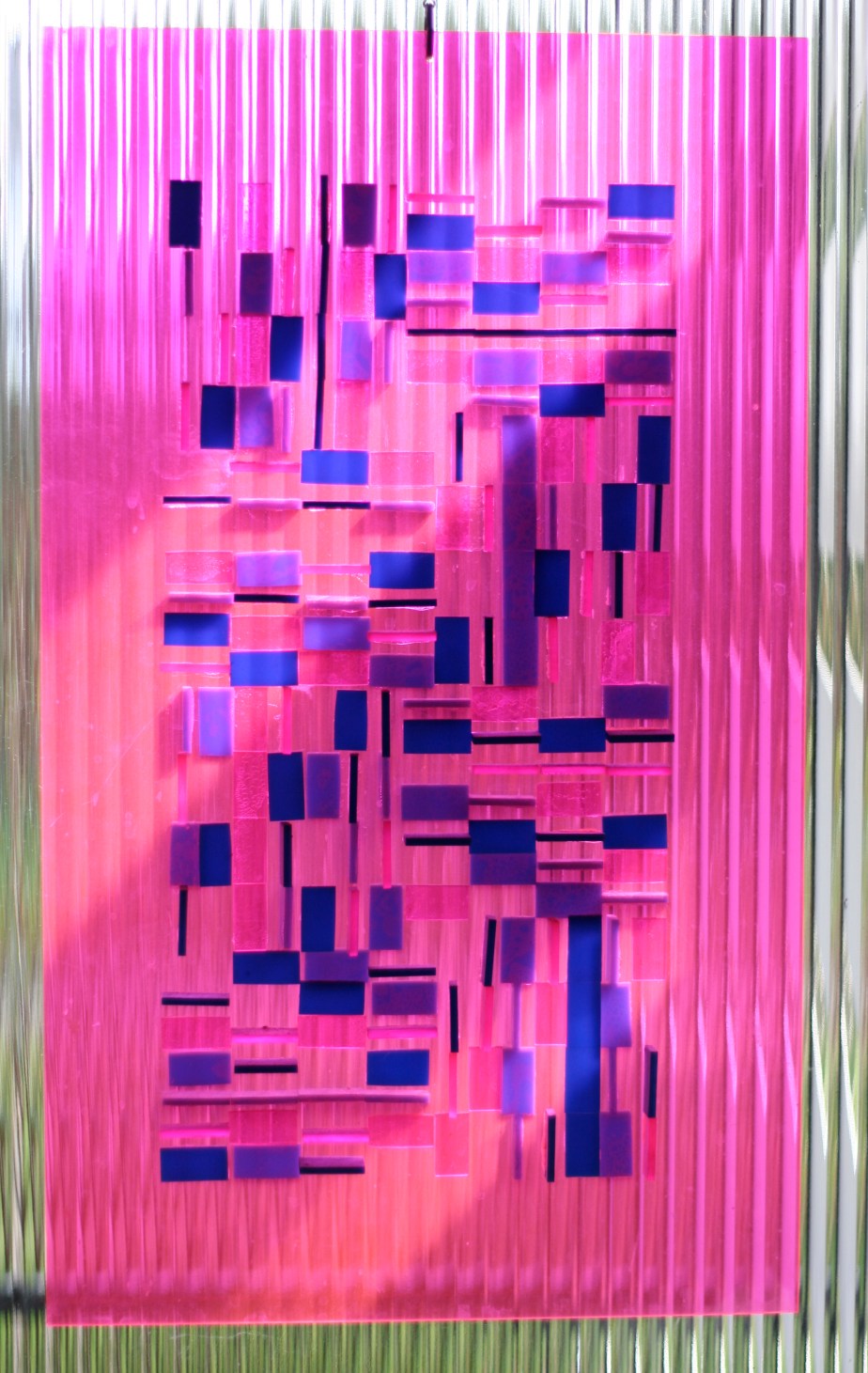 Pink and blue Perspex sculpture by Rosemary Wakelin c1970s