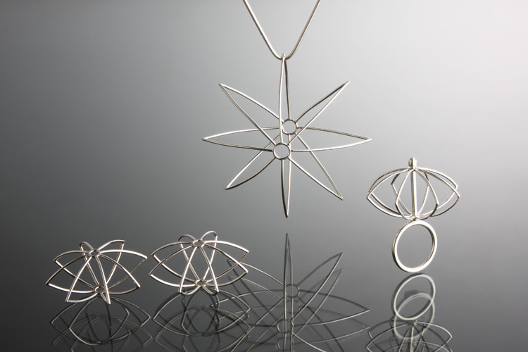 Trace Pendant , Earrings and Spinning Ring