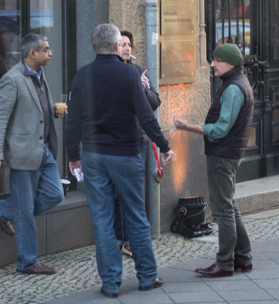 Orange juice and a cigarette, putting the world to rights