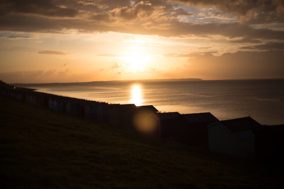 By 7:30 above the beach at Tankerton further to the East, the sky was really hotting up for a full-on sunset.